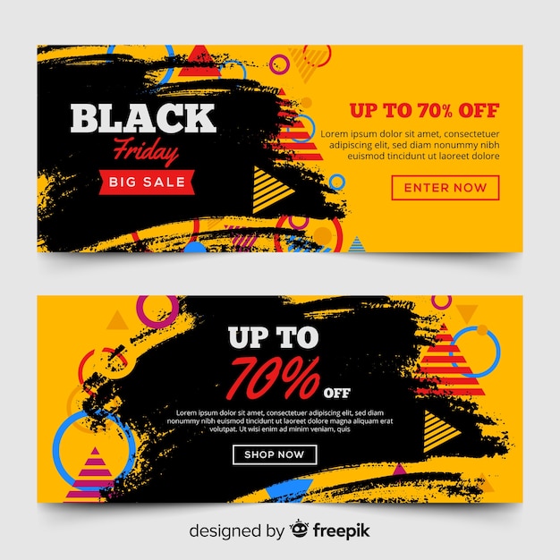 Modern set of black friday banners with flat design