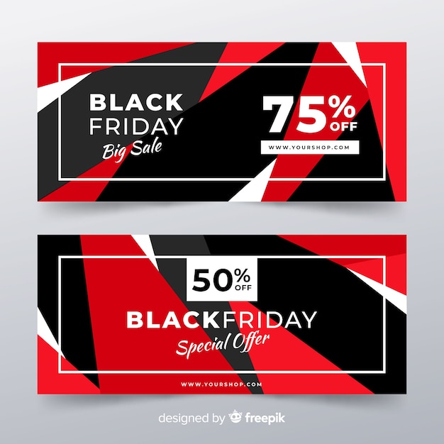 Modern set of black friday banners with flat design