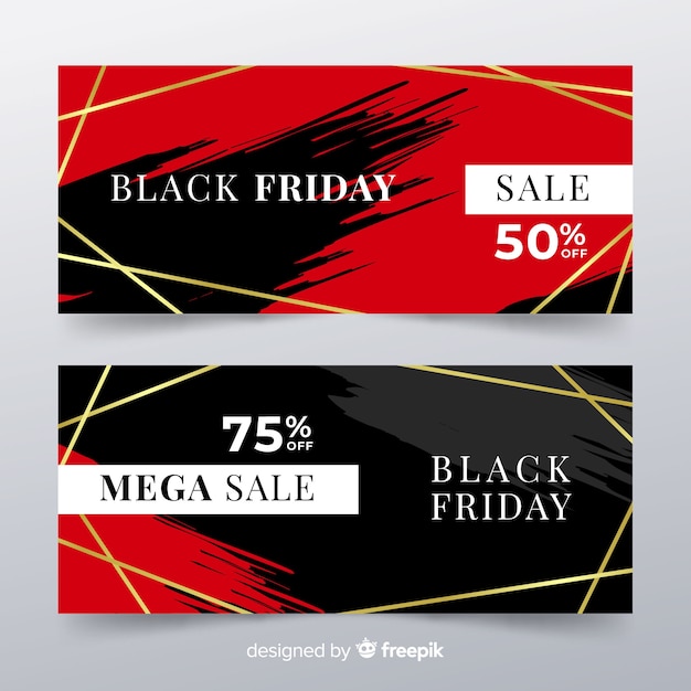 Modern set of black friday banners with flat design