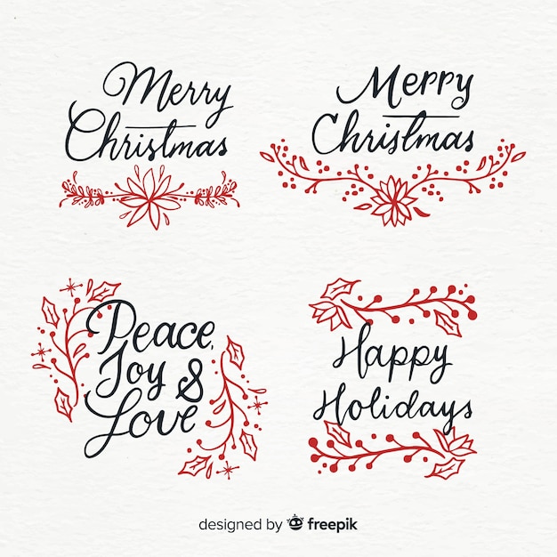 Modern set of christmas labels with original calligraphy