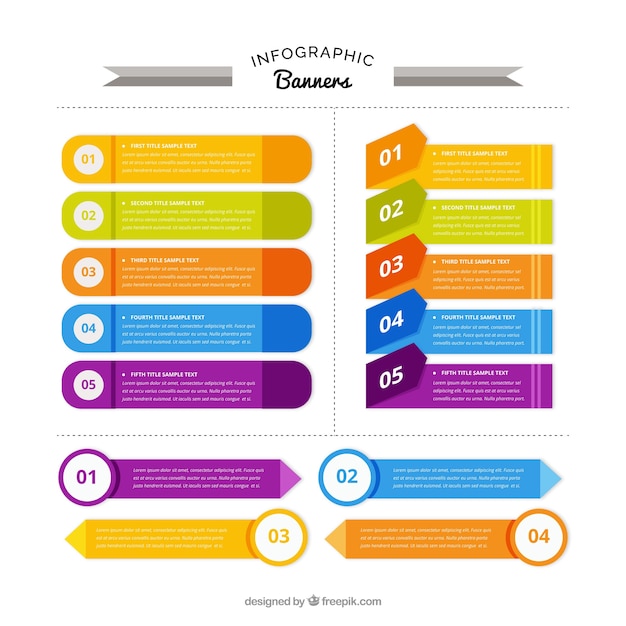 着色されたインフォグラフィックバナーの近代集合