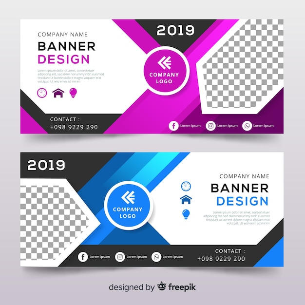 Free vector modern set of colorful abstract banners