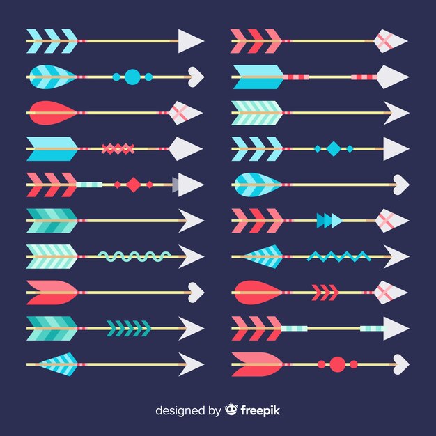 Modern set of colorful arrows with flat design