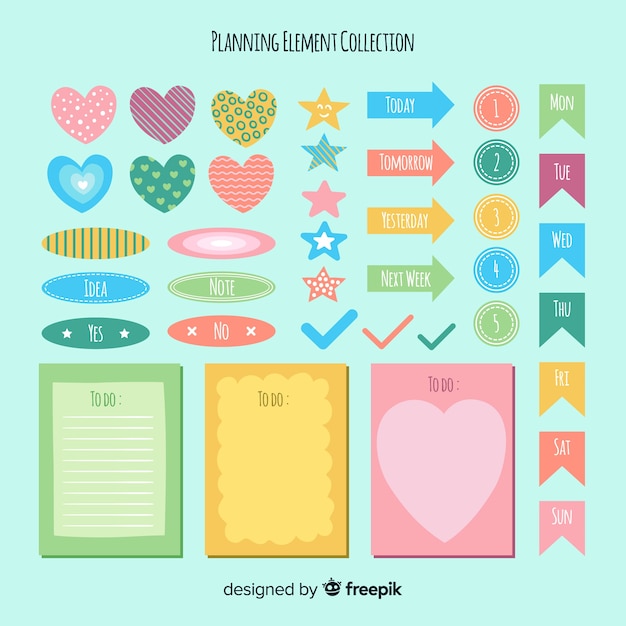 Free vector modern set of colorful planning elements