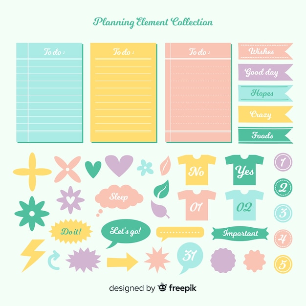 Free vector modern set of colorful planning elements