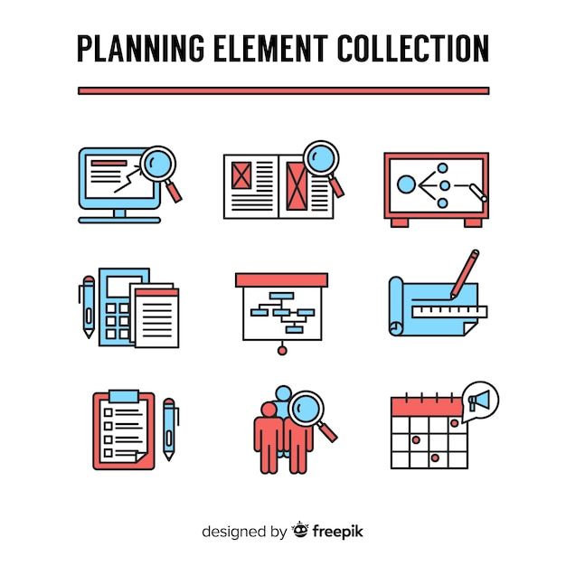 Free vector modern set of colorful planning elements