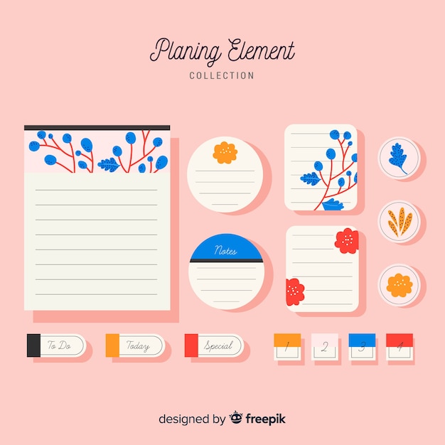 Free vector modern set of colorful planning elements