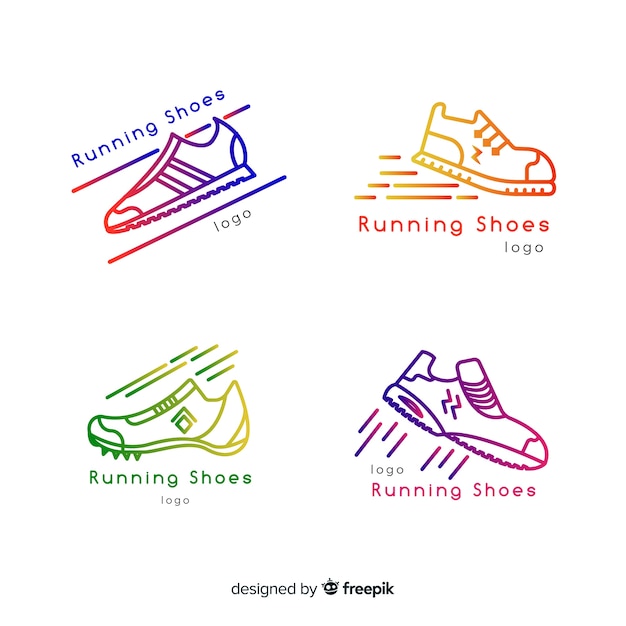 Modern set of colorful shoe logos