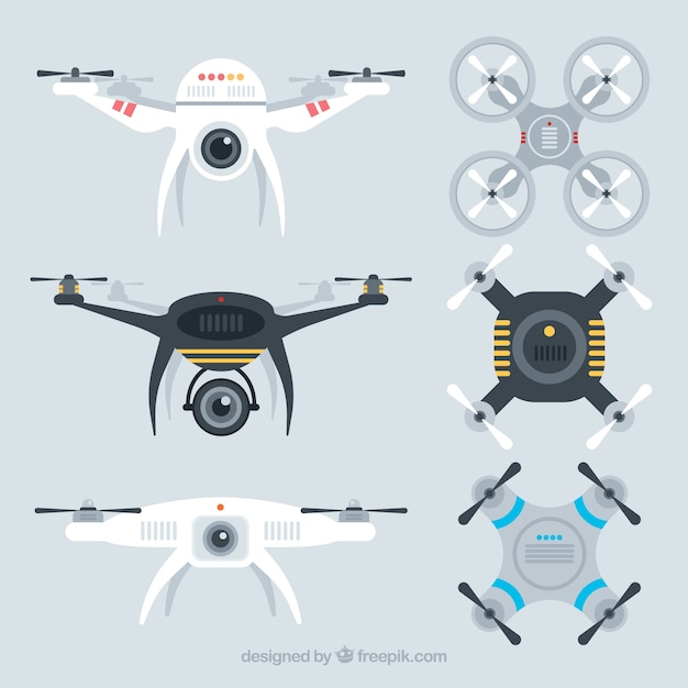 Free vector modern set of cool drones