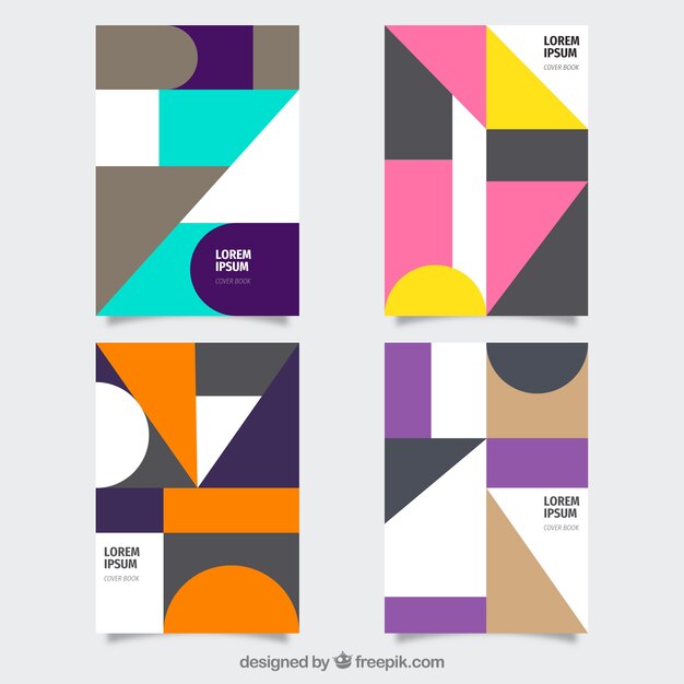 Modern set of cover templates with geometric design