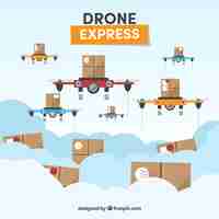 Free vector modern set of delivery drones