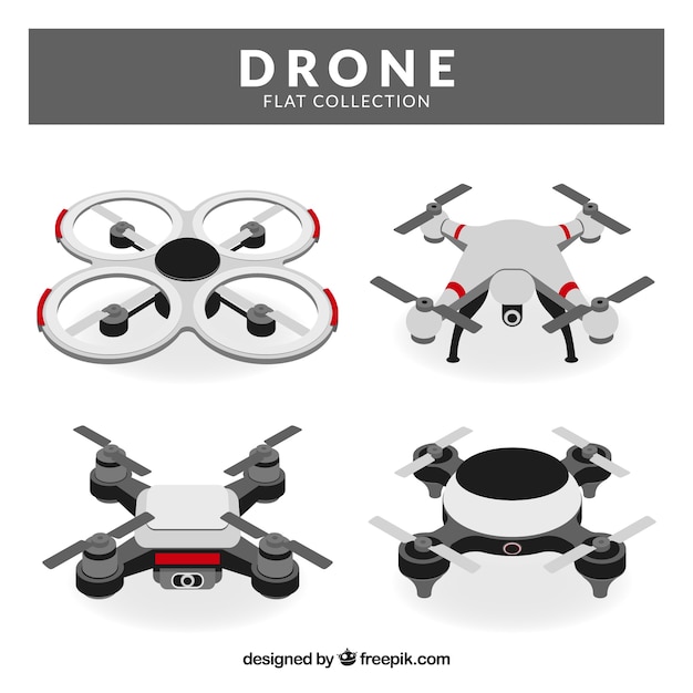 Free vector modern set of flat drones