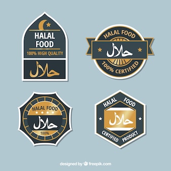 Modern set of halal food labels with flat design