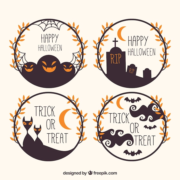 Modern set of halloween circular frames