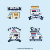 Free vector modern set of hand drawn food truck logos