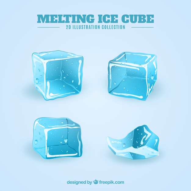 Free vector modern set of ice cubes