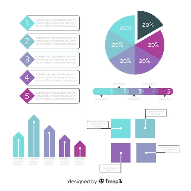 Free vector modern set of infographics elements with flat design