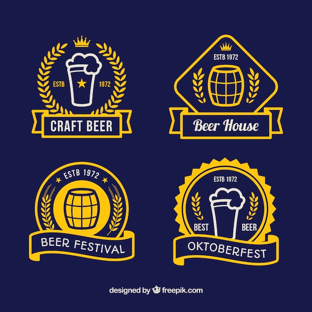 Vettore gratuito moderno insieme di badge minimalista oktoberfest