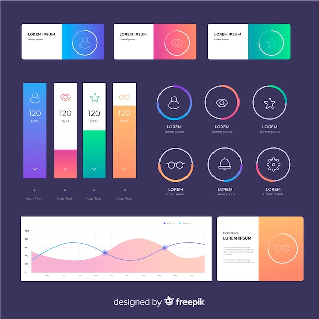 다채로운 infographic 요소의 현대 세트