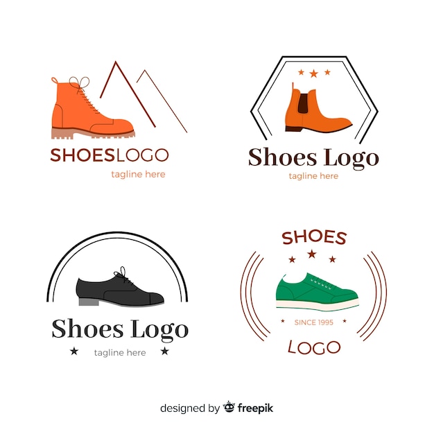 カラフルな靴のロゴのモダンなセット