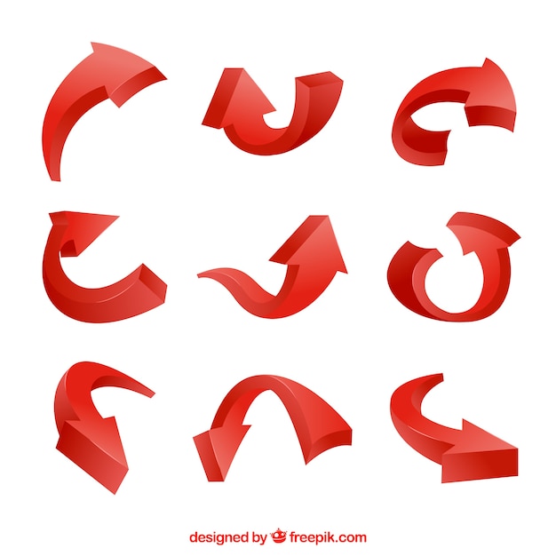 Бесплатное векторное изображение Современный набор красных стрелок