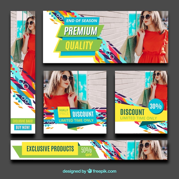 Free vector modern set of sale banners
