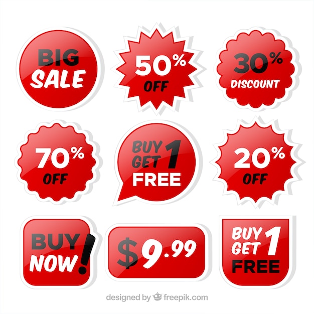 Free vector modern set of shiny discount stickers
