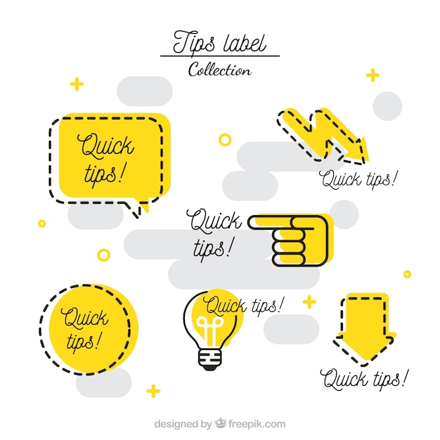 Modern set of tips labels with flat design