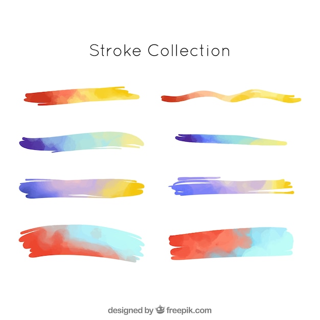 Modern set of watercolor strokes