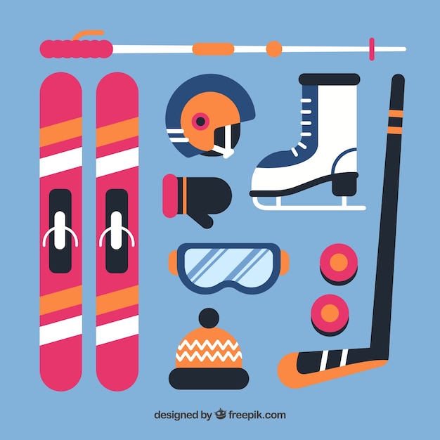 Modern set of winter sport elements