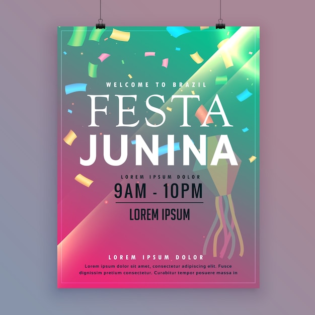 Шаблон festa junina flyer для бразильского фестиваля