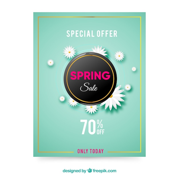 Free vector modern shiny poster template for spring sales