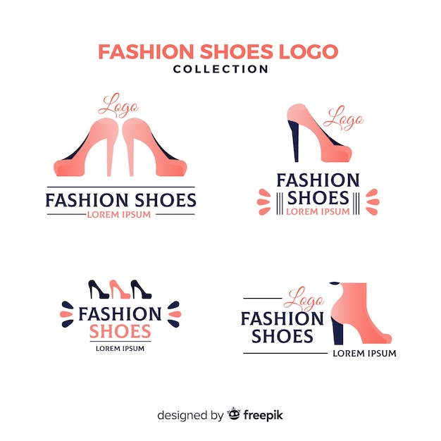 Vettore gratuito collezione di modelli di logo scarpe moderne