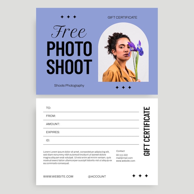 Free vector modern shoots photographer gift certificate