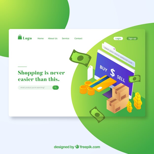 Modern shopping landing page concept