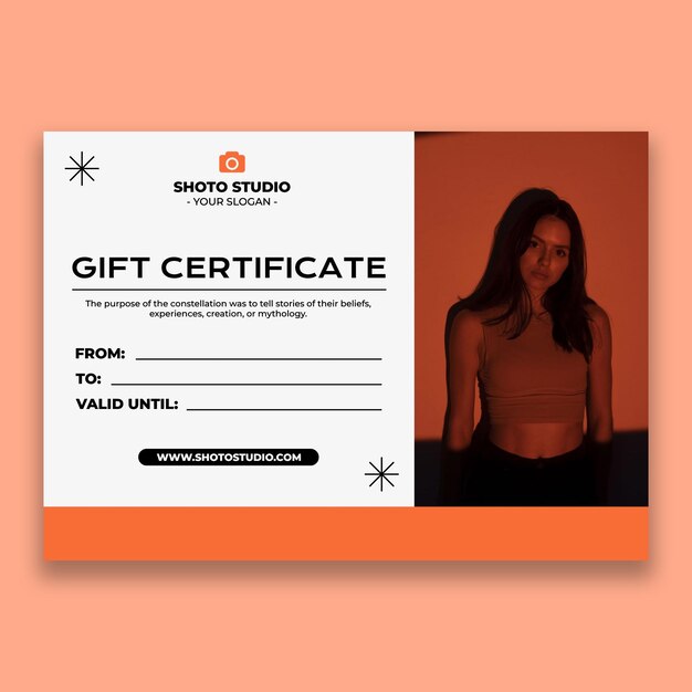 Modern shoto photography gift certificate