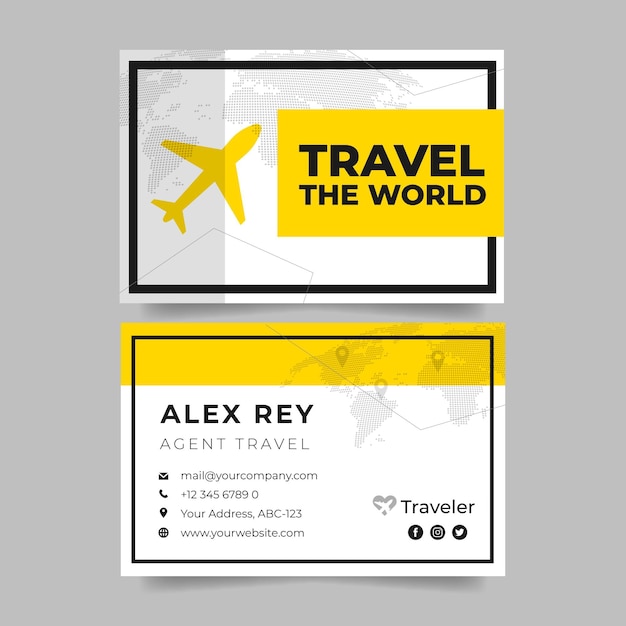 Бесплатное векторное изображение Современная простая туристическая визитка агента