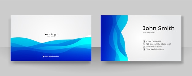 Современный простой синий дизайн визитной карточки с элегантным рисунком. креативная чистая концепция с геометрическим декором. шаблон печати векторной иллюстрации.
