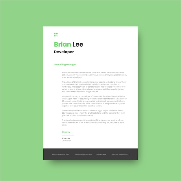 Free vector modern simple cover letter