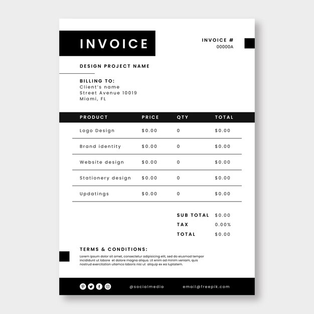 Modern simple designer invoice