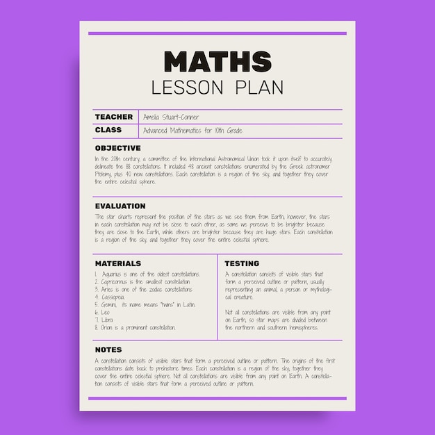 Modern simple high school lesson plan