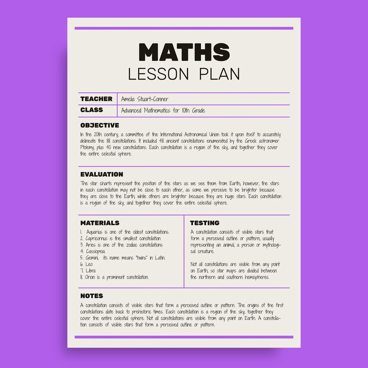 Free Vector modern simple high school lesson plan