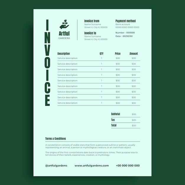 modern simple landscaping invoice