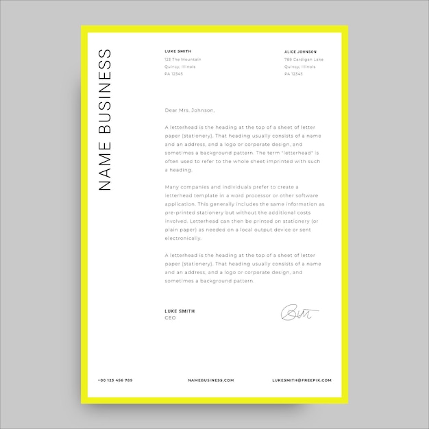 Free vector modern simple luke business cover letter