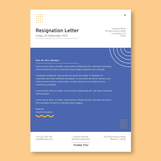 Modern simple marketing resignation letter