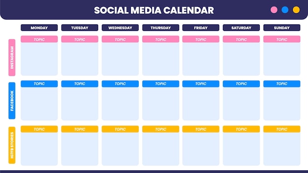 Free vector modern simple social media content calendar