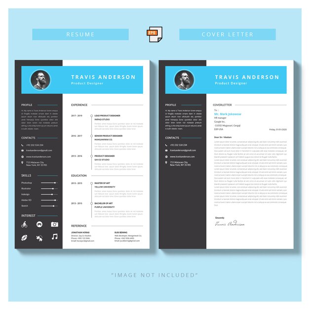 Modern simple template for curriculum and cover letter