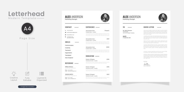 Modern simple template for curriculum with Cover Letter Free