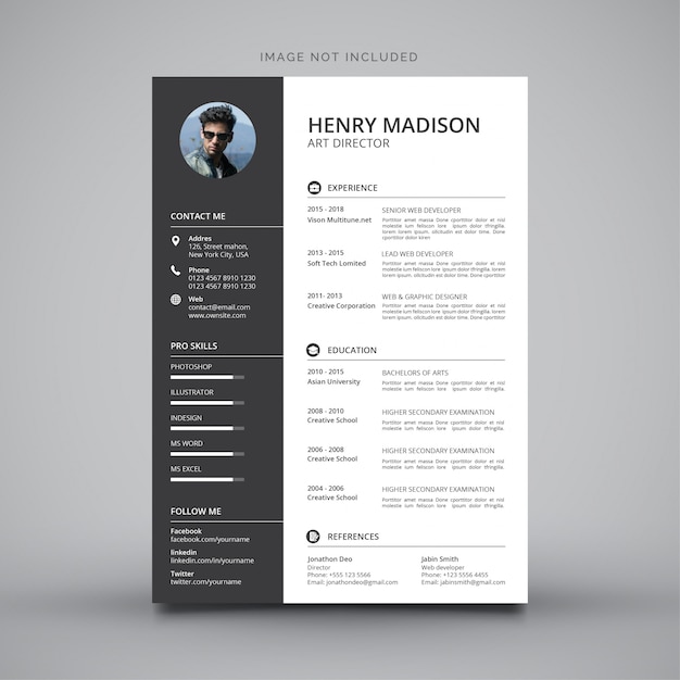 Free vector modern simple template for curriculum