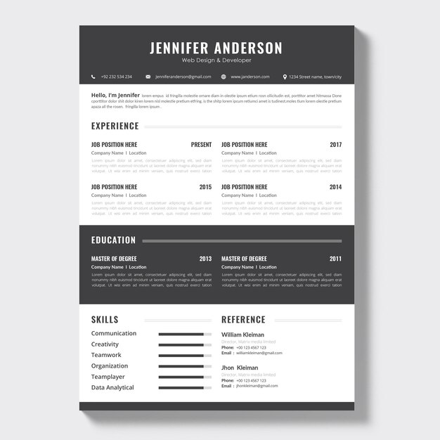 Modern simple template for curriculum